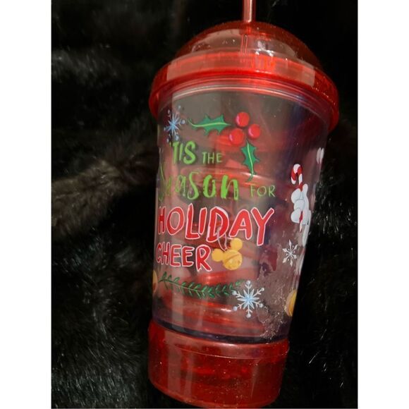 MICKEY & MINNIE MOUSE FLASHING LIGHT UP DOME CUP & TWISTED STRAW  Christmas - Picture 2 of 4